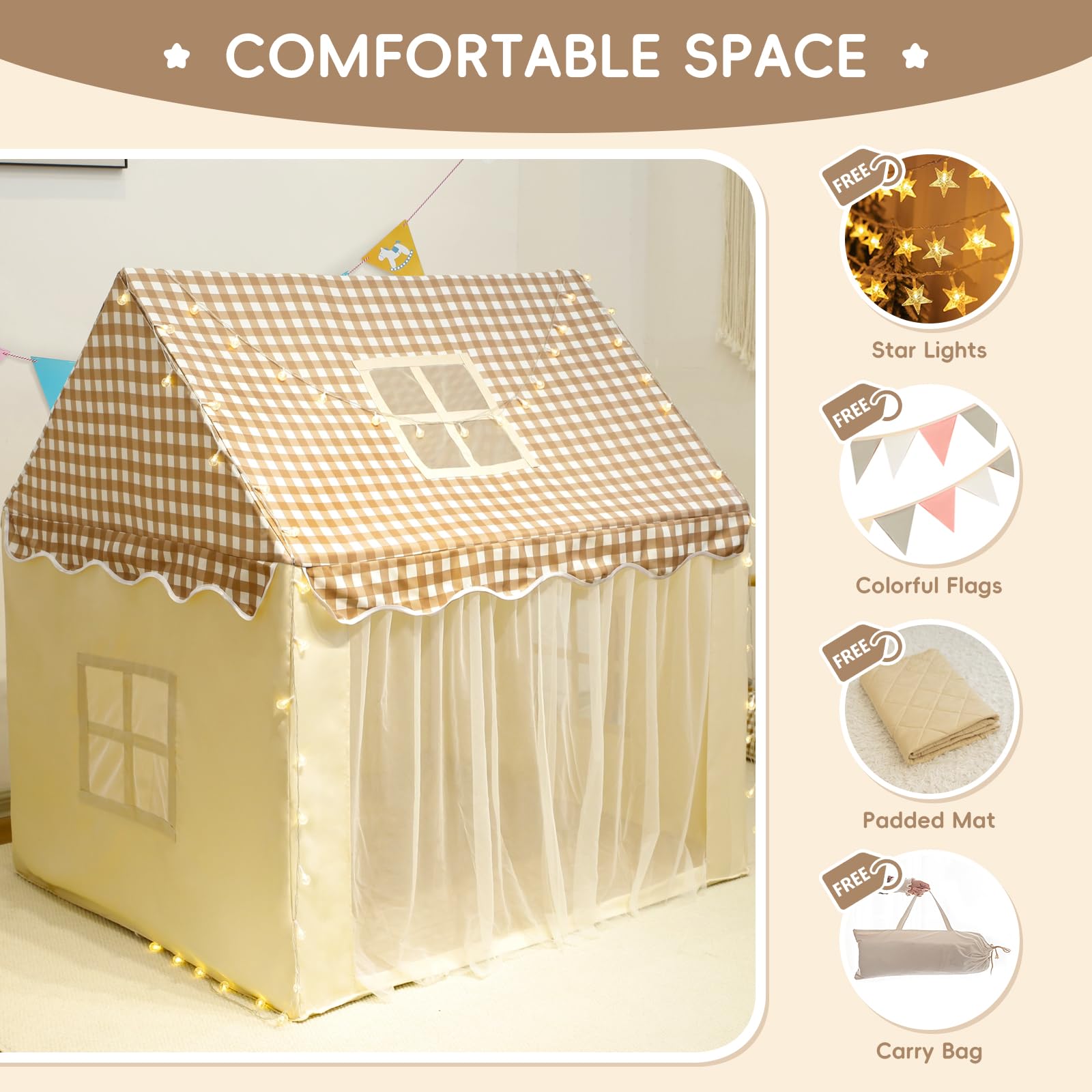 RONGFA Playhouse four windows and door provide breathable, light-filled space for imagination