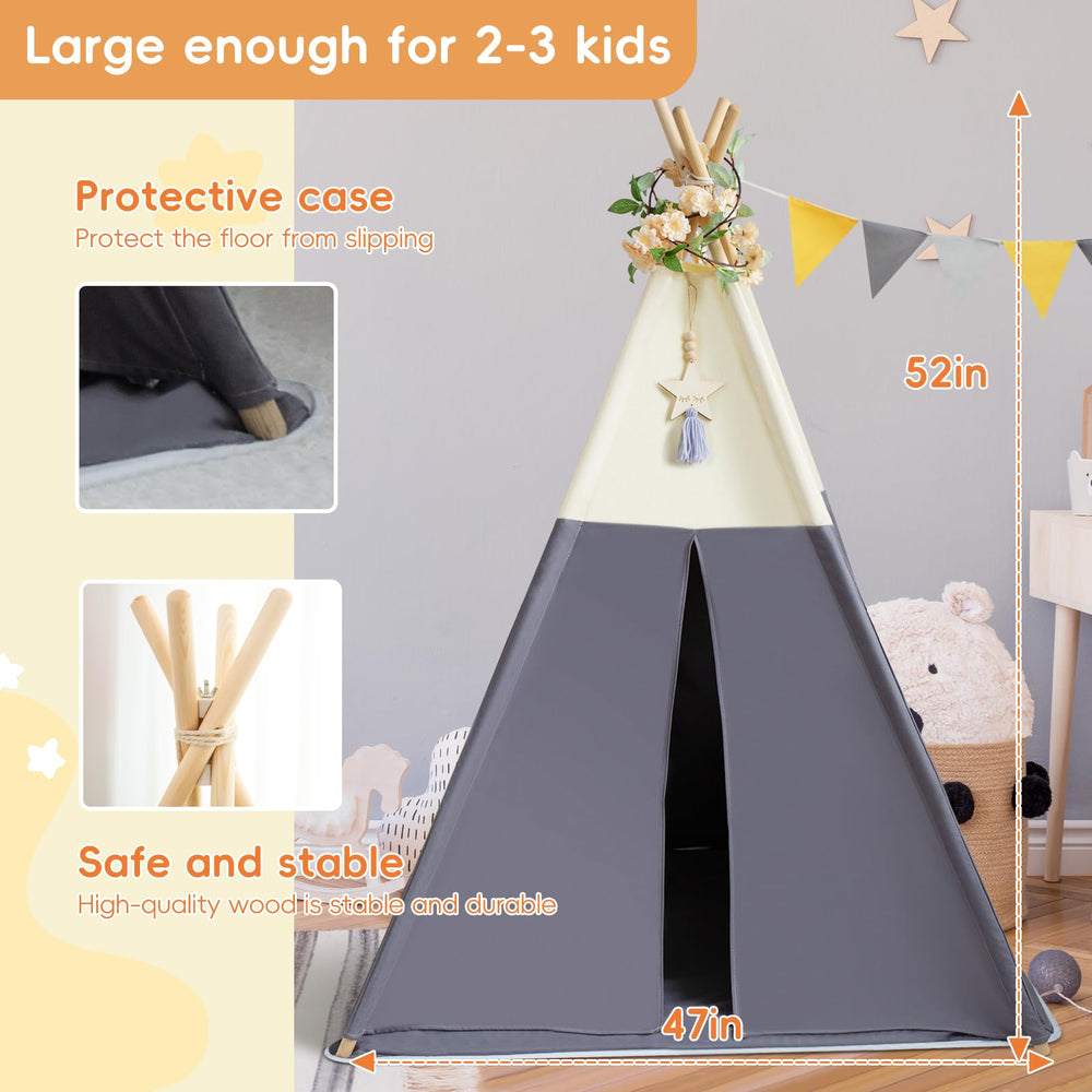 RONGFA Teepee Tent provides a spacious 48x48x56 inch play area for kids.