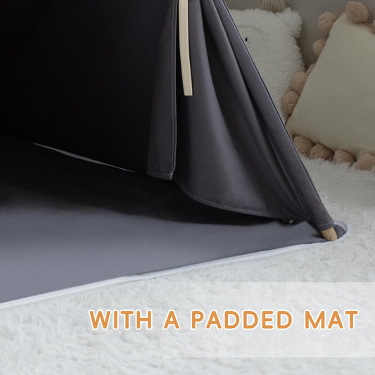 RONGFA Teepee Tent features thick cotton canvas for durable play fabrics.