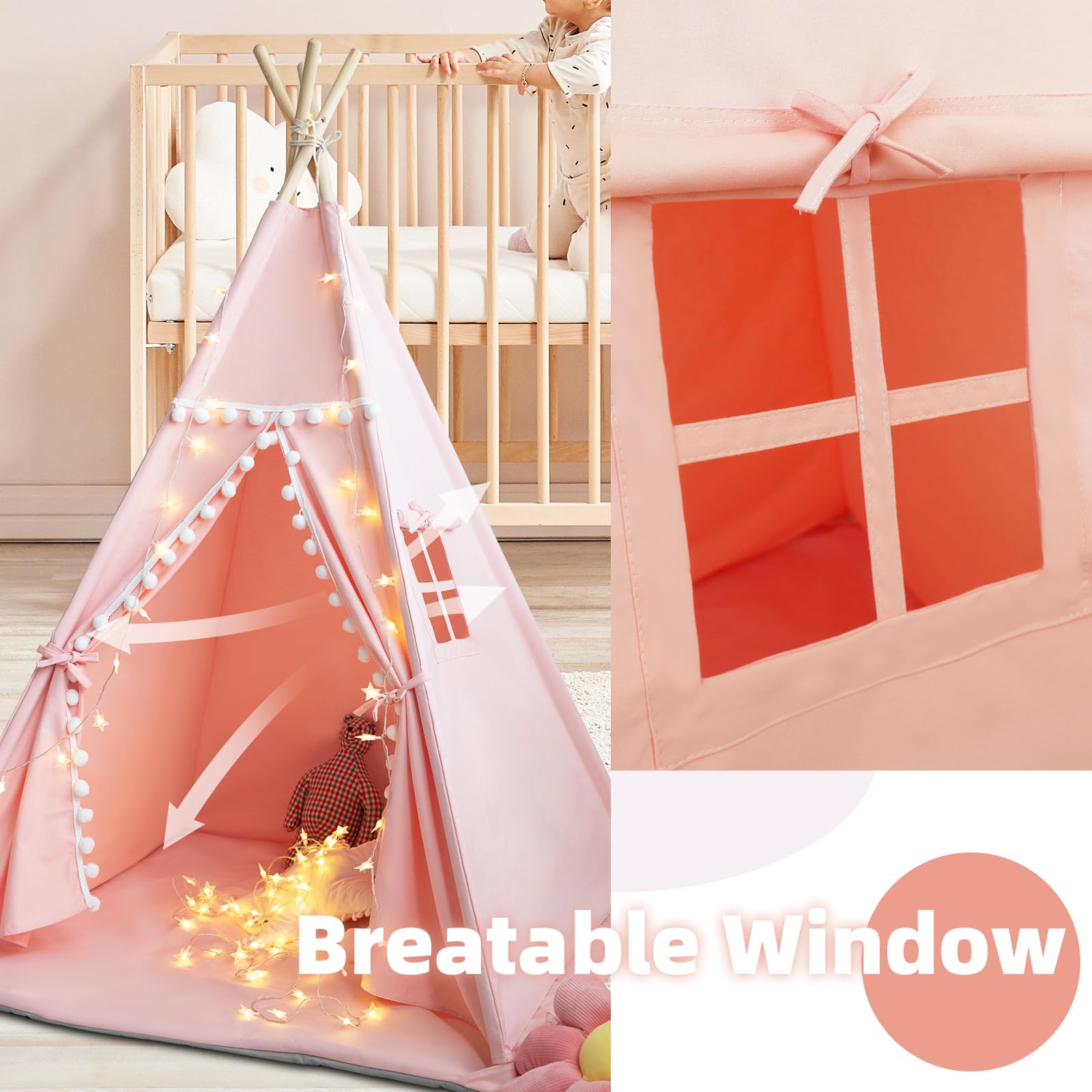 RONGFA Teepee Tent Pink interior nook ideal for kid rest