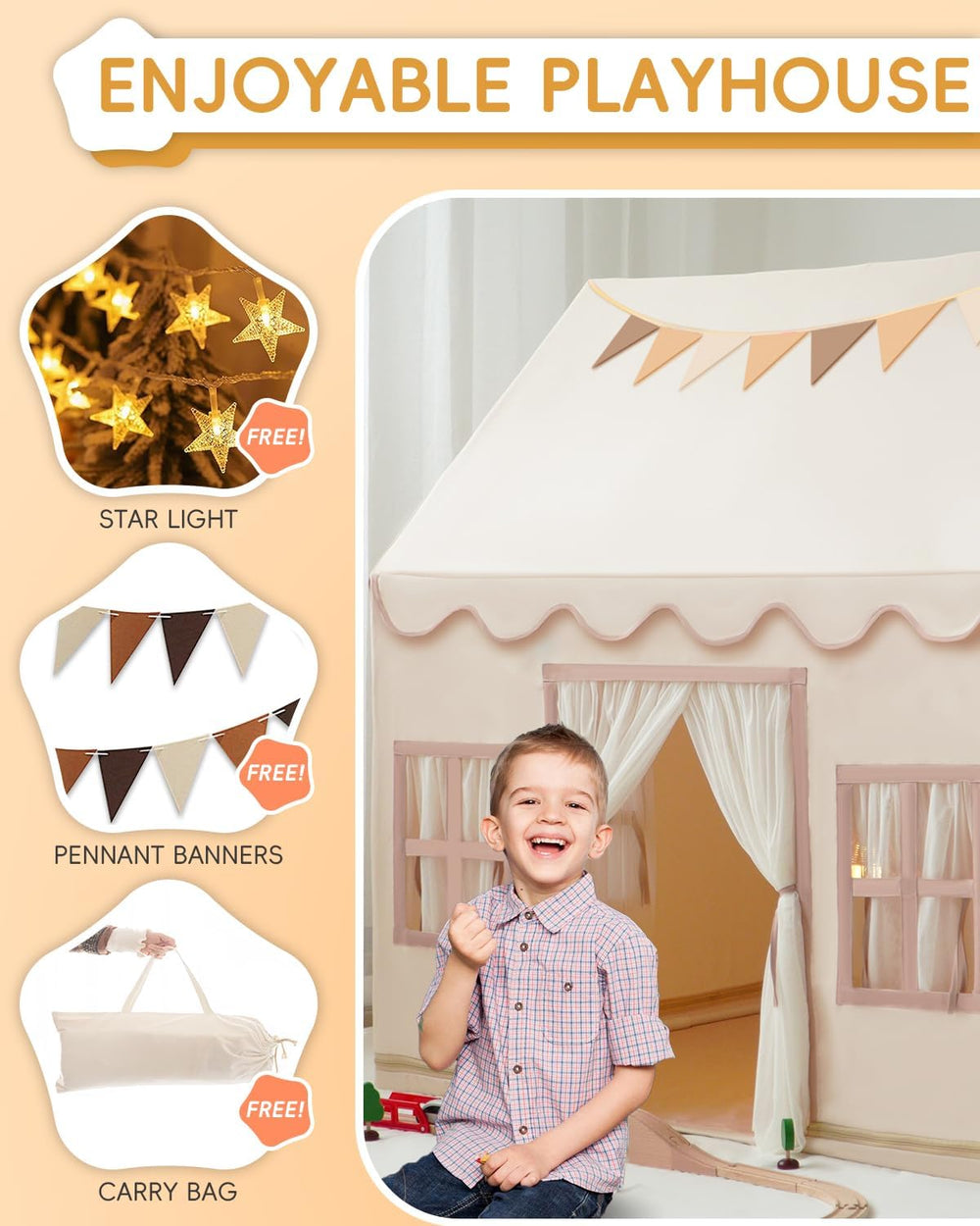 RONGFA tent includes tote bags for organizing toys and essentials.