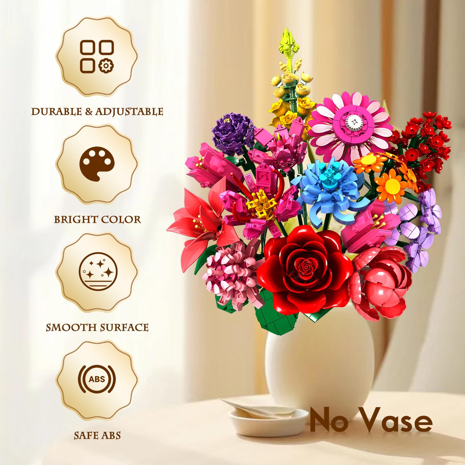 Rongmeiz 14-flower kit close-up: 1351 premium blocks for creative assembly