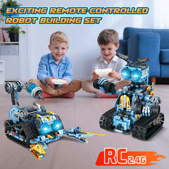 Rongmeiz 4-in-1 engineering robot during assembly for learning concepts.