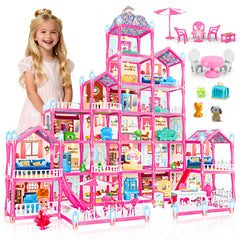 Rongmeiz 6-story doll house with glowing castle lights for imaginative play