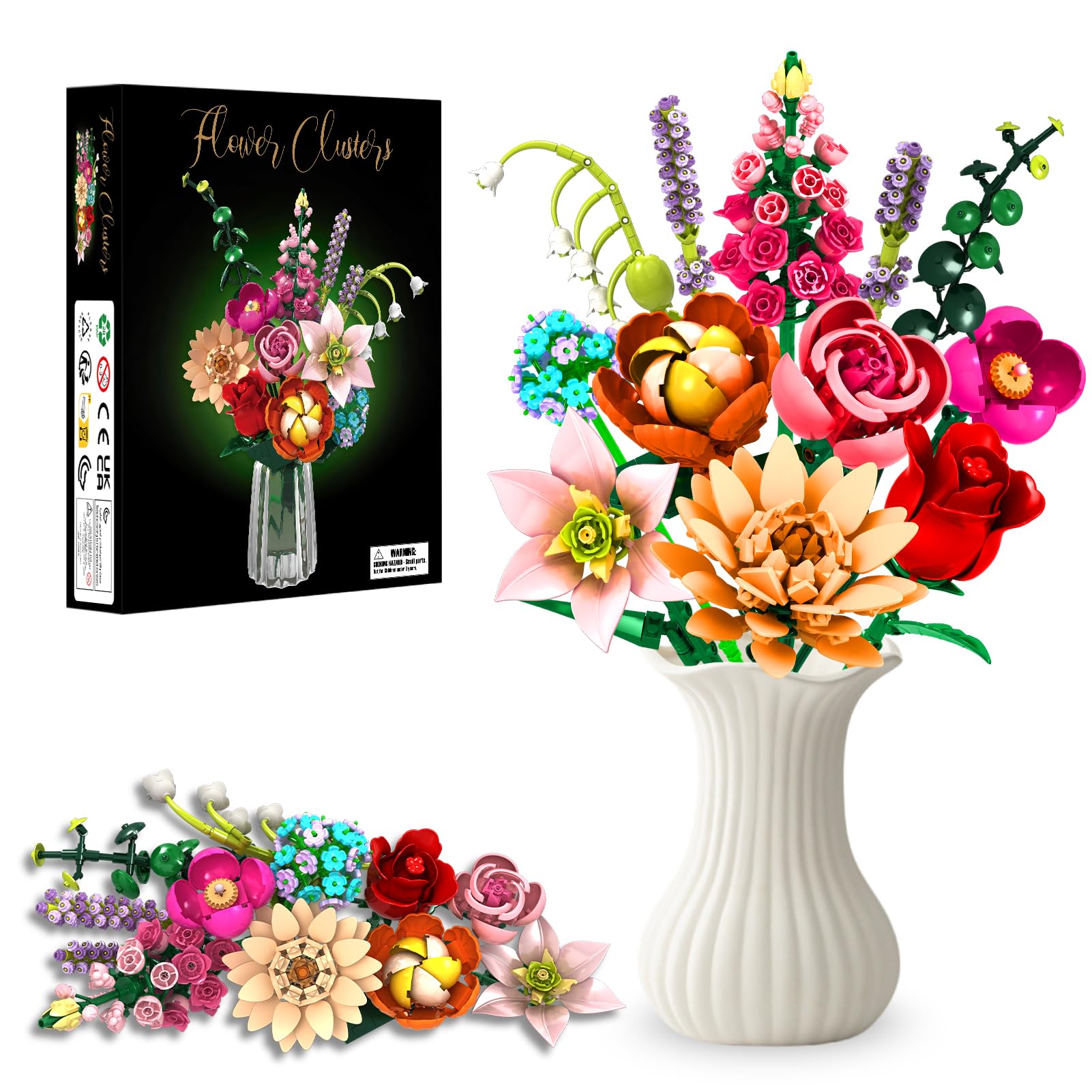 Rongmeiz bouquet assembly step 1 showing colorful pieces for a fun learning activity