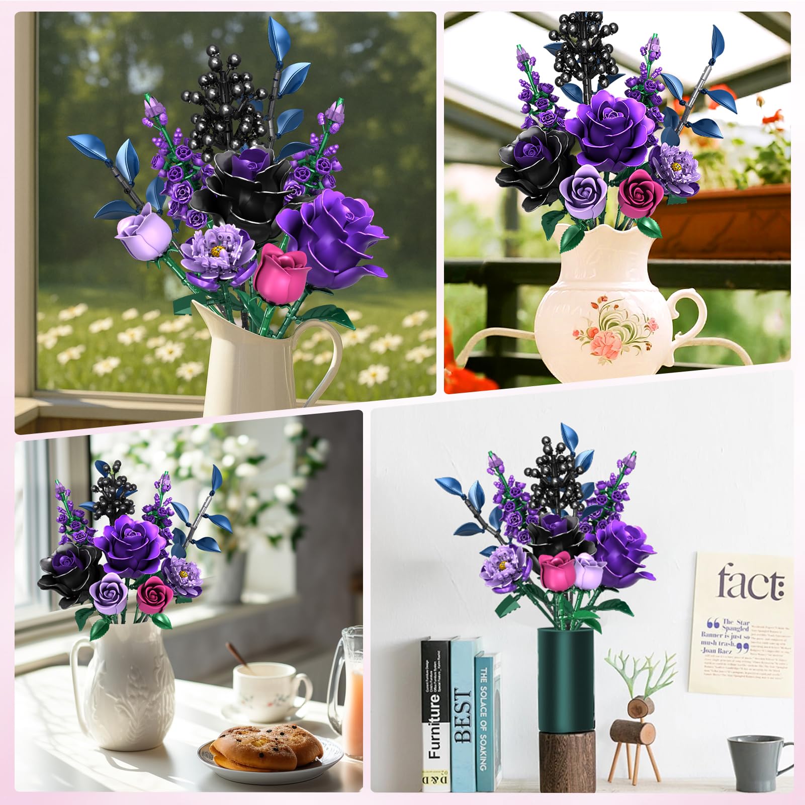 Rongmeiz bouquet-building-set complete bouquet in vase for ready display.