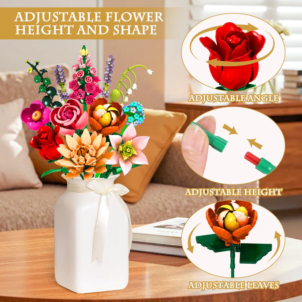 Rongmeiz bouquet in vase display featuring the finished arrangement for home decor