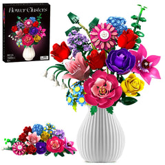 Rongmeiz Flower Bouquet Building Set – 1020 bricks, lush display for elegant home or office decor.