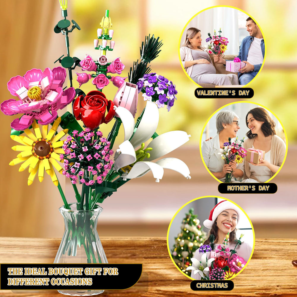 Rongmeiz Flower Building Kit adjustable stems enable customized bouquet height.