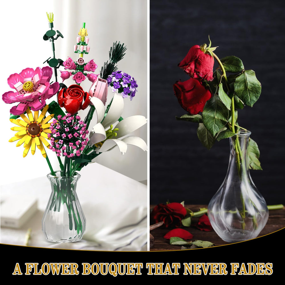 Rongmeiz Flower Building Kit gift-ready display for home or celebration.