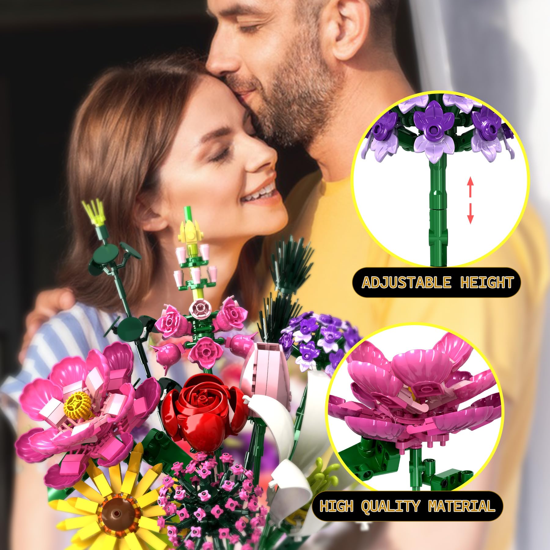 Rongmeiz Flower Building Kit lily detail creates a graceful focal point.
