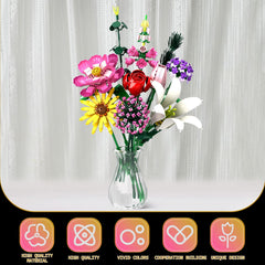Rongmeiz Flower Building Kit rose detail highlights lifelike petals and color.
