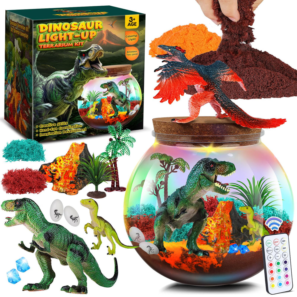 RONSTONE dinosaur terrarium kit contents inspire imaginative play with moss, rocks, and figures.