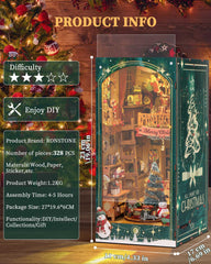 RONSTONE DIY Book Nook Kit wooden puzzle assembly invites mindful crafting sessions.