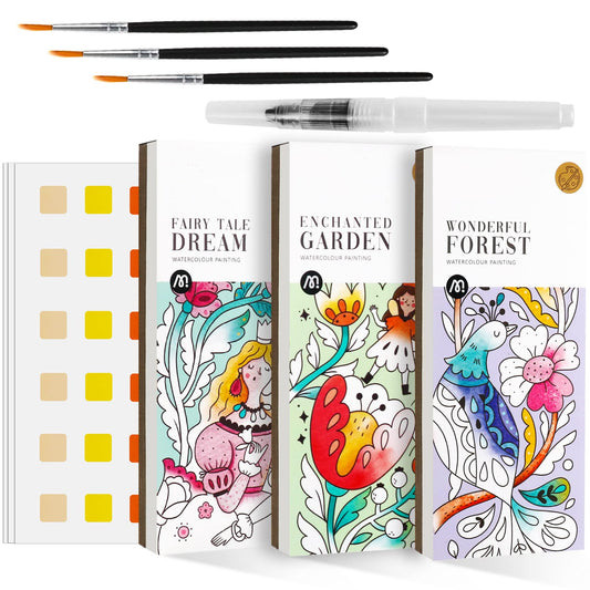 ROOCHKD watercolor painting booklets with brush, compact travel-friendly kit for kids