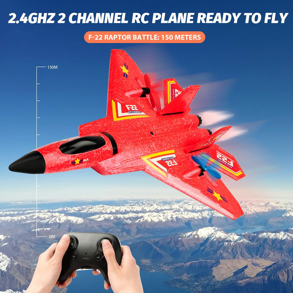 RoofWorld F-22 RC Plane gyro stabilization keeps flights steady for new pilots