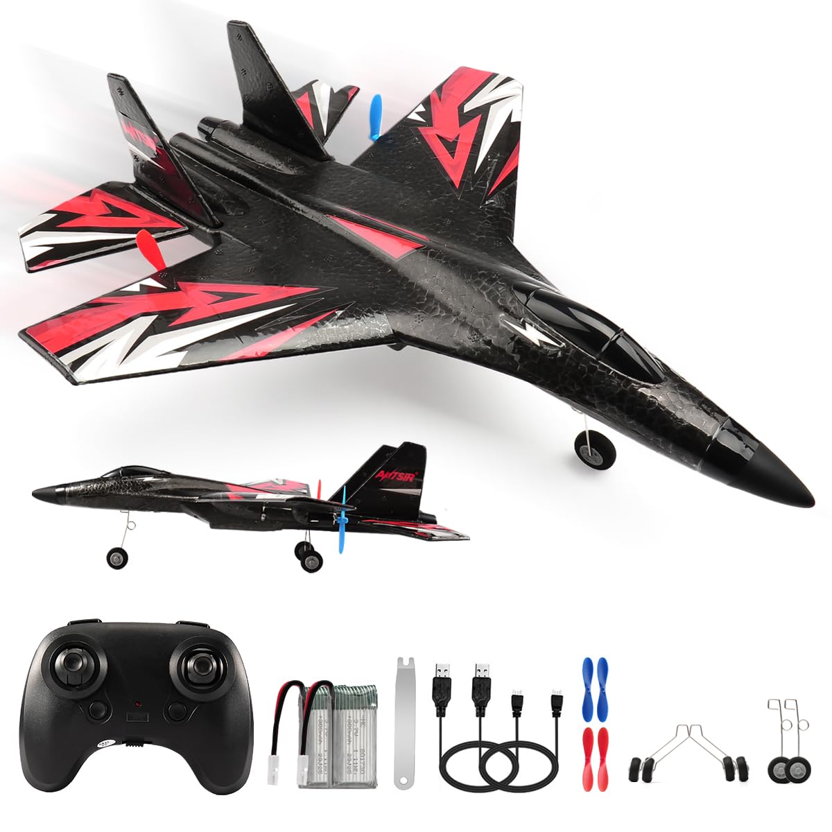 RoofWorld SU27 RC airplane front view for precise flight prep.