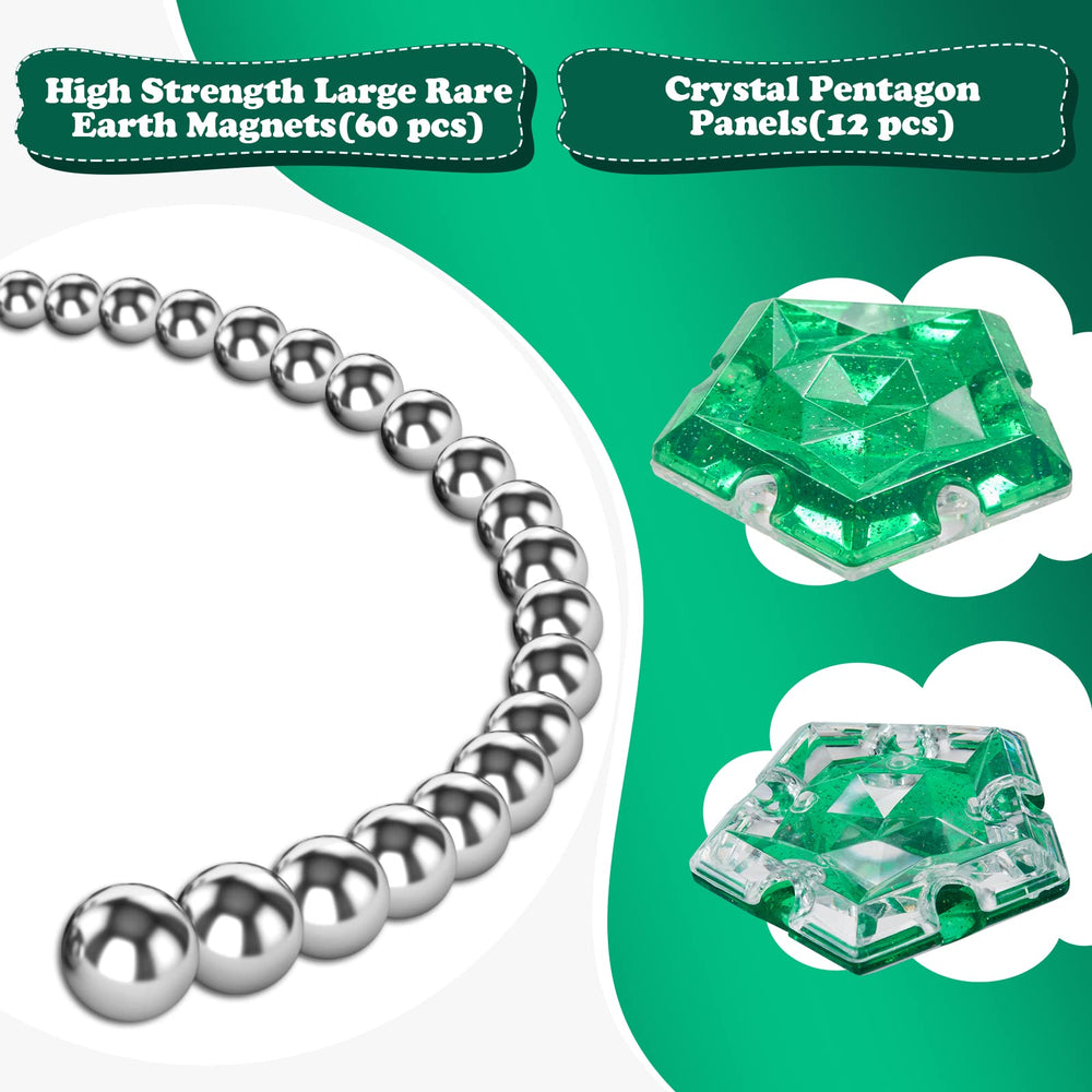 RoomyRoc Magnasphere pentagonal plates assembling into shapes
