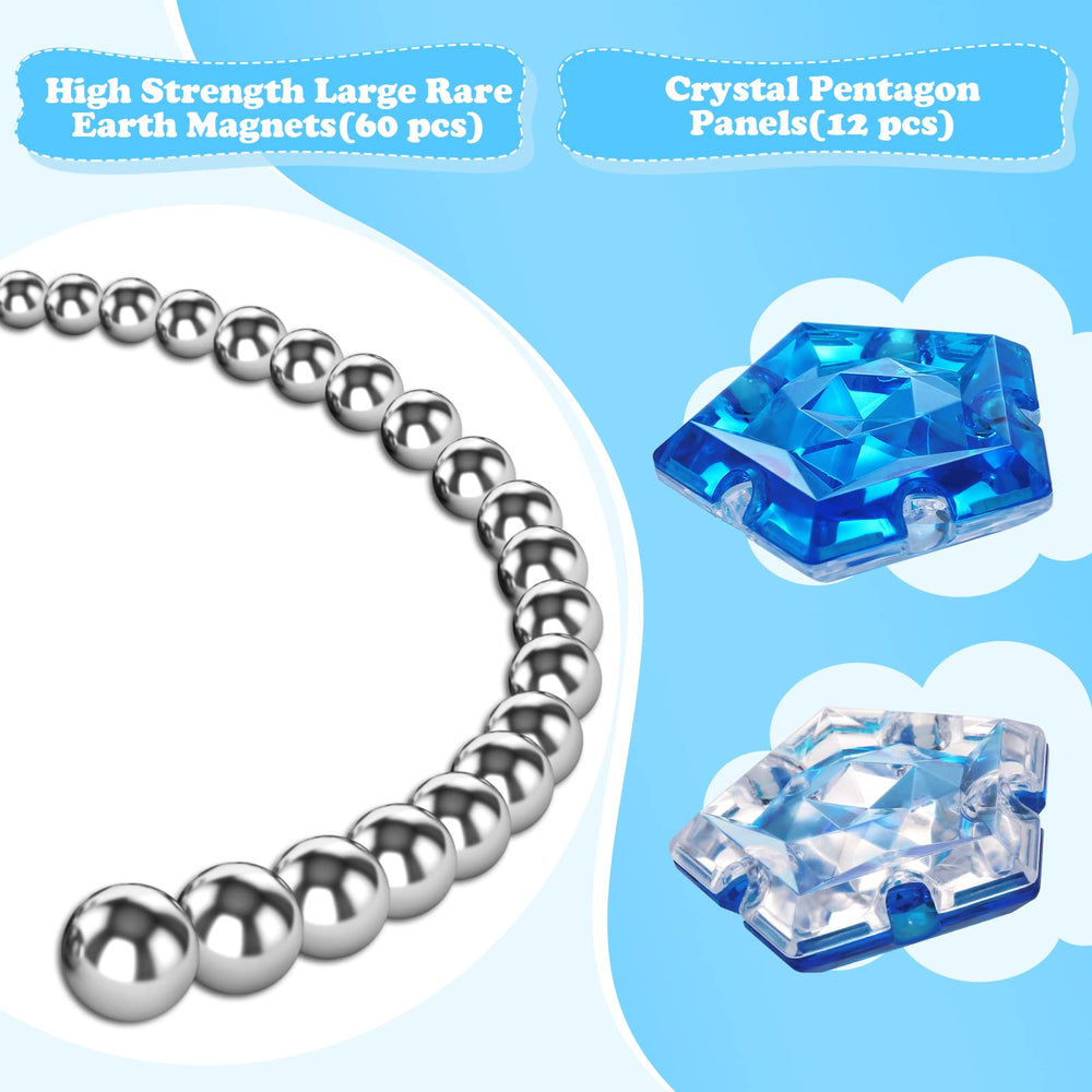 RoomyRoc crystal blue pieces close-up reveal durable panels forming 100+ shapes.
