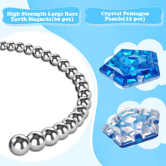RoomyRoc crystal blue pieces close-up reveal durable panels forming 100+ shapes.