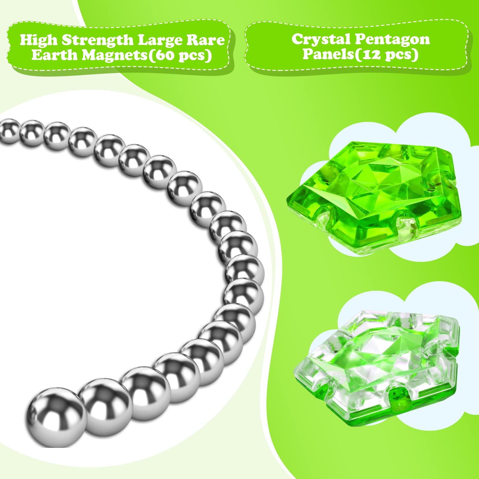 Crystal bright green surface of RoomyRoc fidget sphere for premium tactile feel.