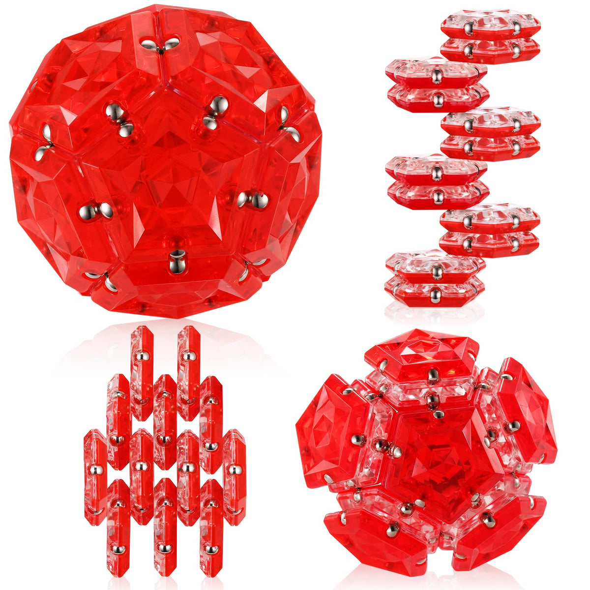 RoomyRoc Magnetic Fidget Sphere pentagon assembly demonstrates versatile shapes for focus and creativity