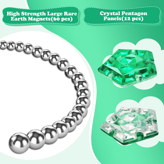 RoomyRoc Magnetic Fidget Sphere pentagon plates assembly showing endless shapes.