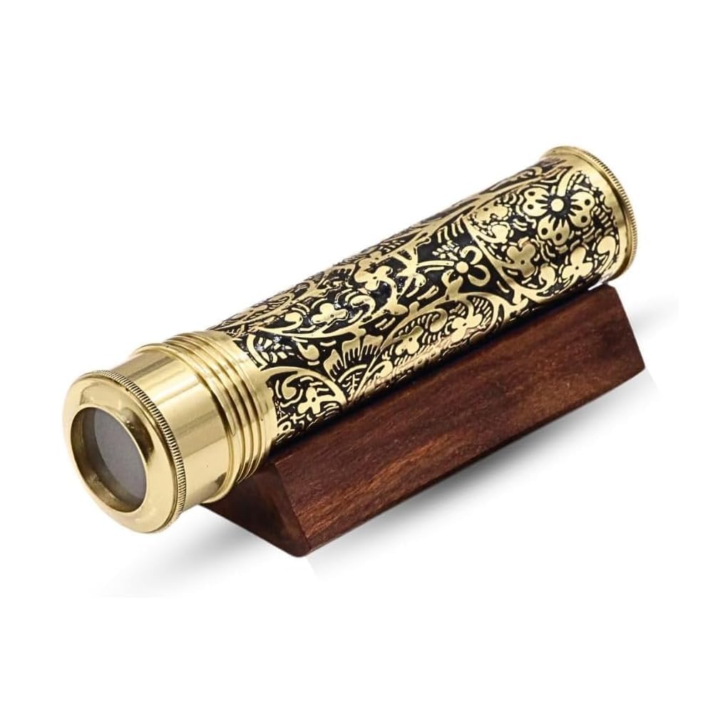 ROORKEE INSTRUMENTS handmade kaleidoscope with etched brass displays intricate reflections
