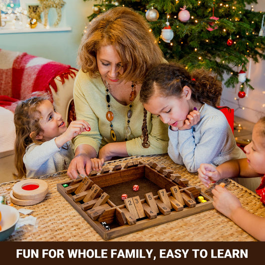 ropoda 4-way Shut The Box wooden tiles highlighting number tiles for varied gameplay