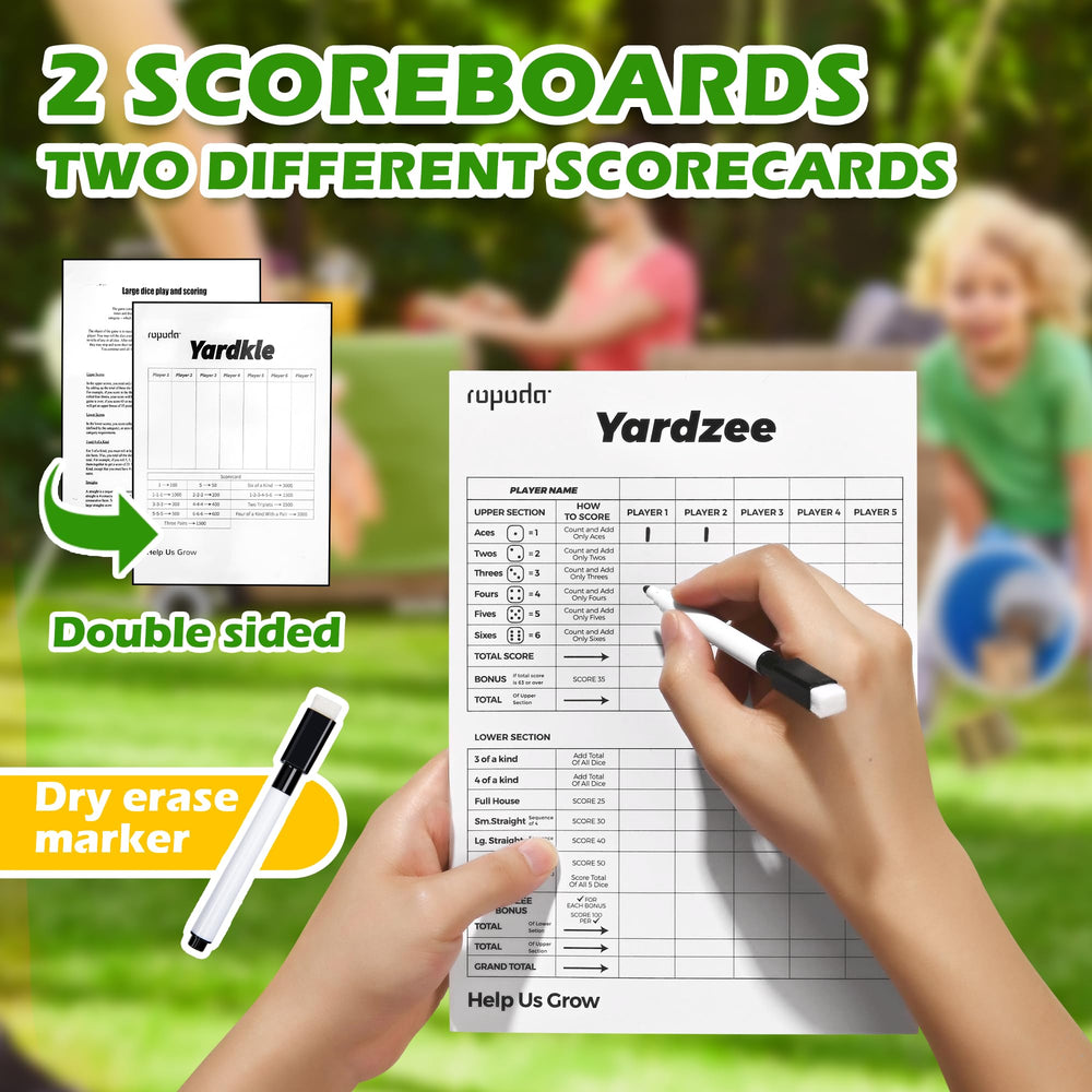 Ropoda double-sided scoreboard for reusable scoring