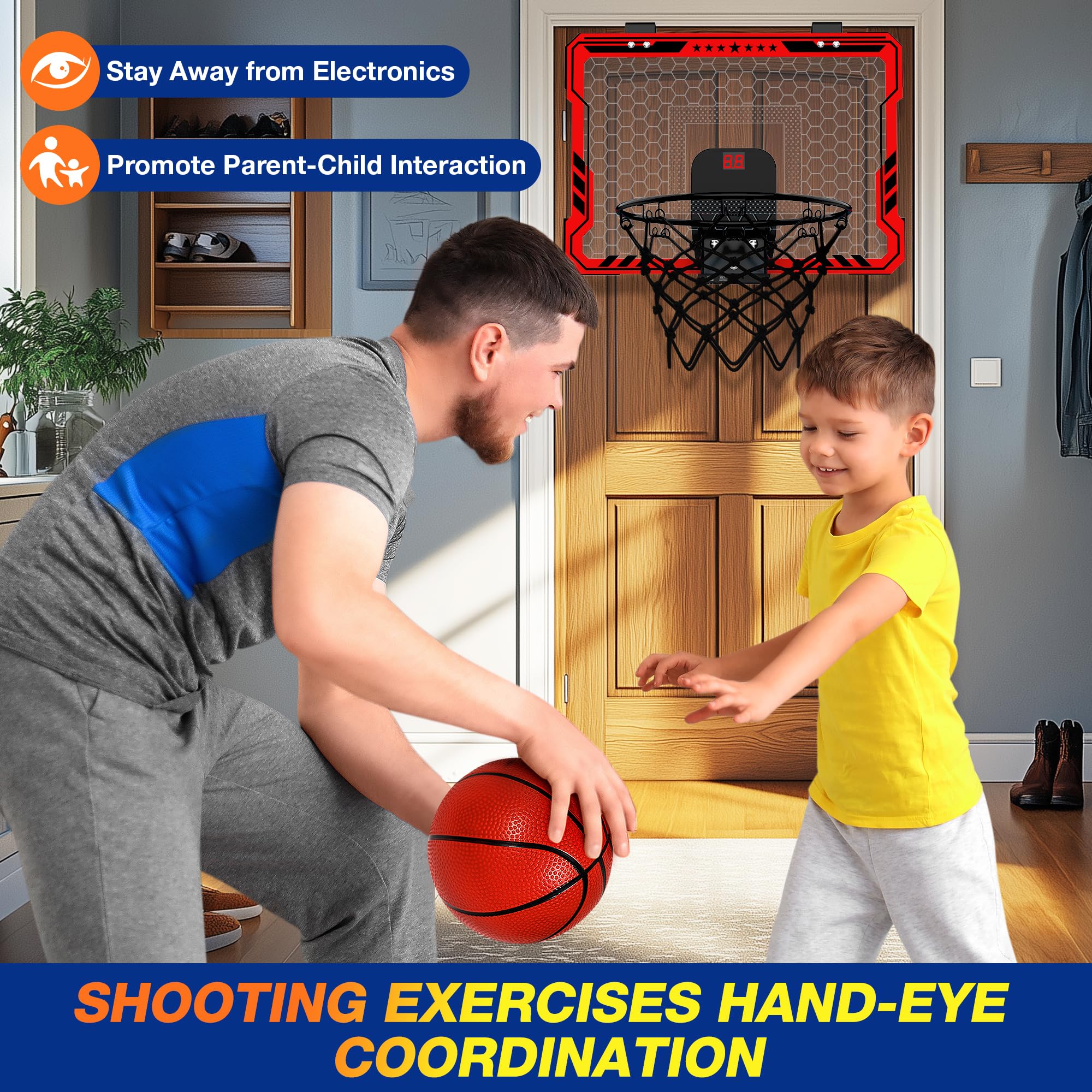 ropoda 3-modes dunkable hoop suited for kids shooting practice