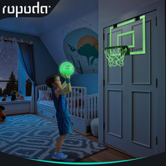 ROPODA mini basketball hoop backboard closeup shows durable polycarbonate and padding