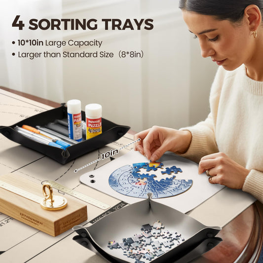 Ropoda puzzle saver with four trays for piece organization