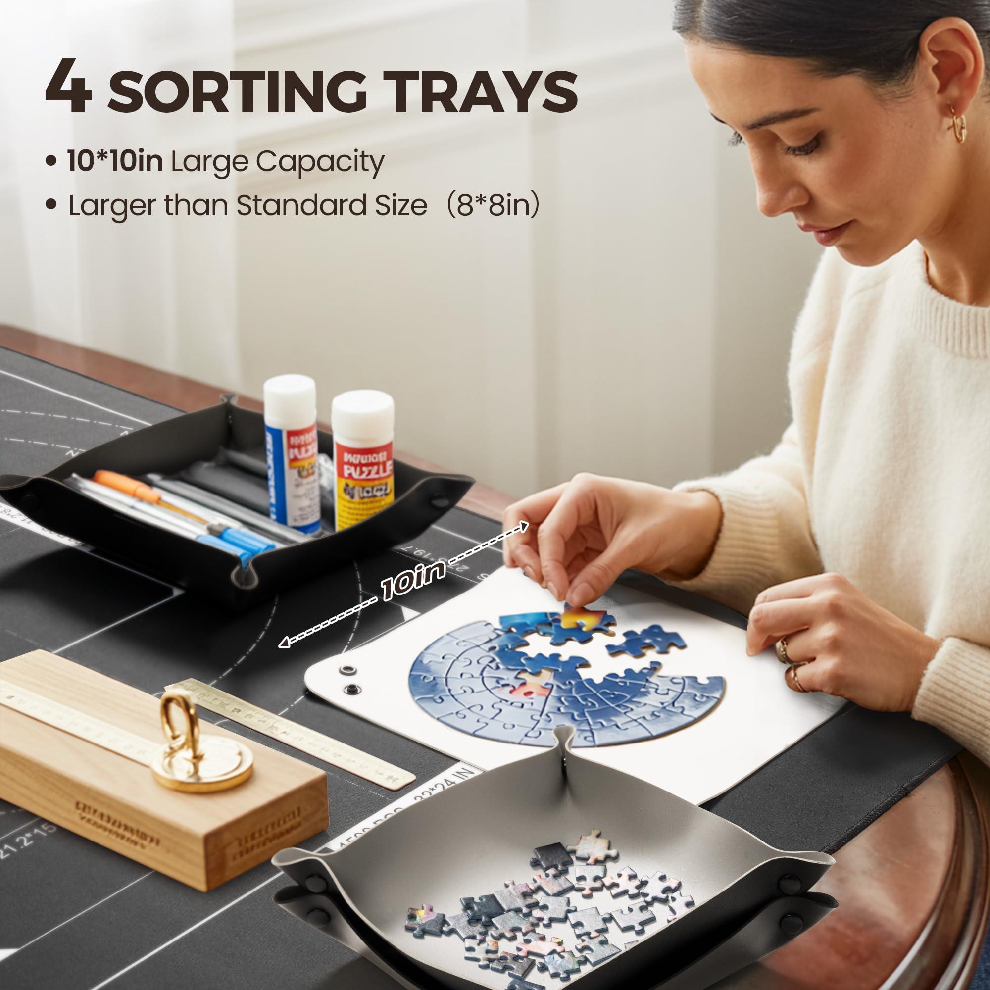 Ropoda four large sorting trays organize puzzle pieces efficiently