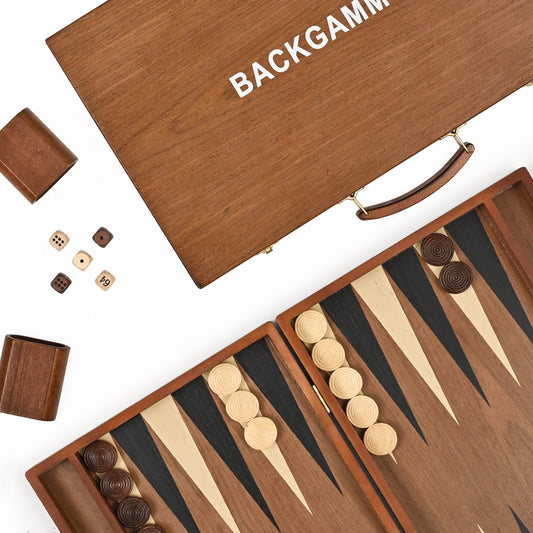 ropoda Sapele Backgammon board 18in with a smooth surface for quiet, durable play