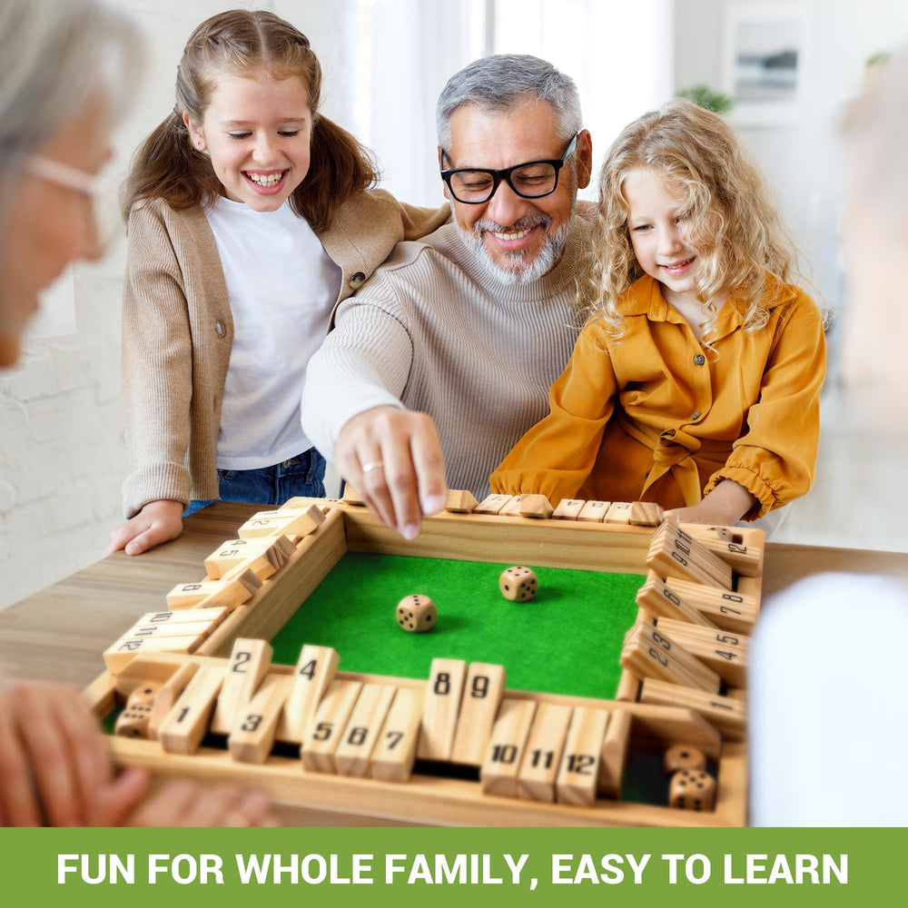 ROPODA Shut The Box Game 12 tiles closeup highlighting craftsmanship and educational potential.