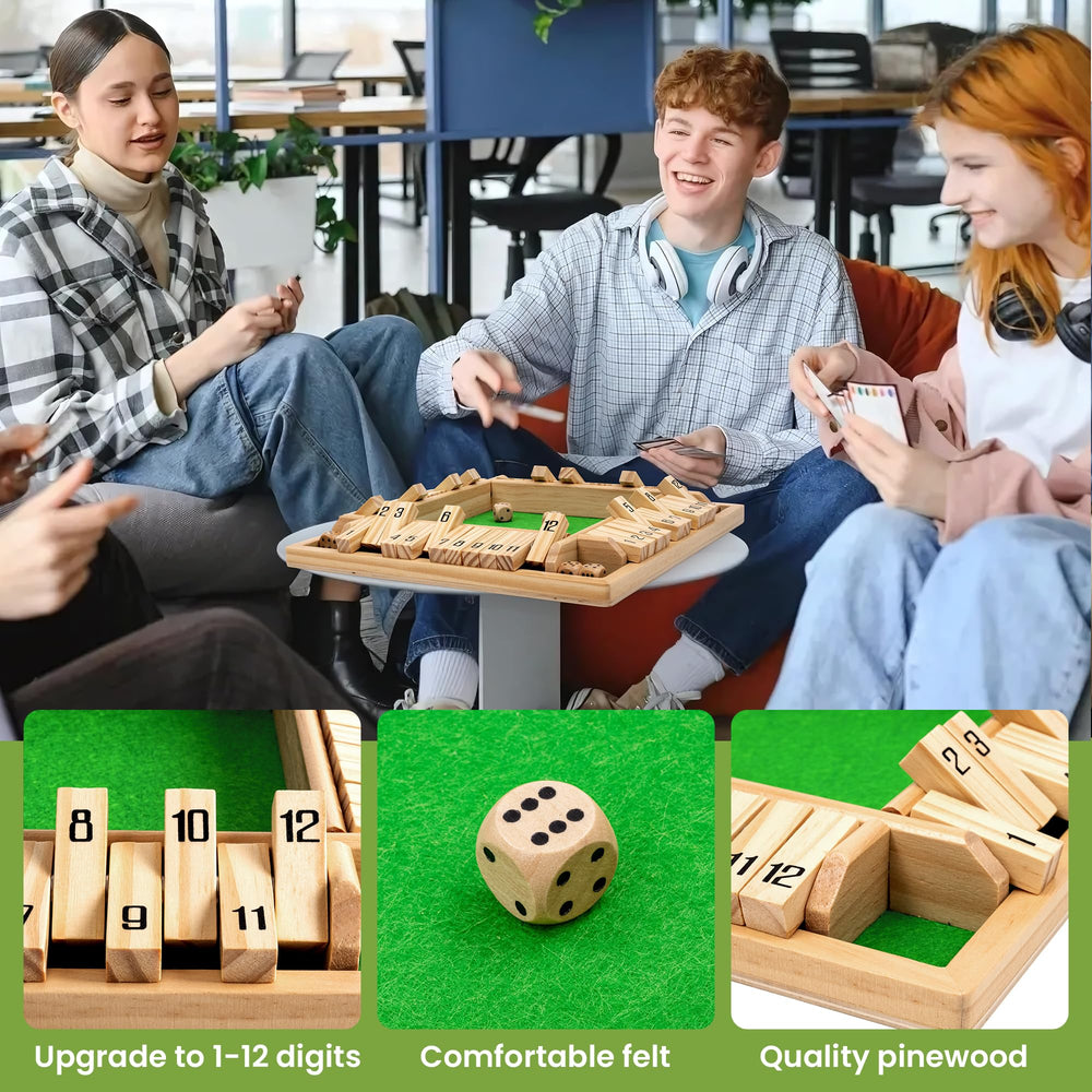 ROPODA Shut The Box Game dice in action demonstrating quick decision-making and fun.