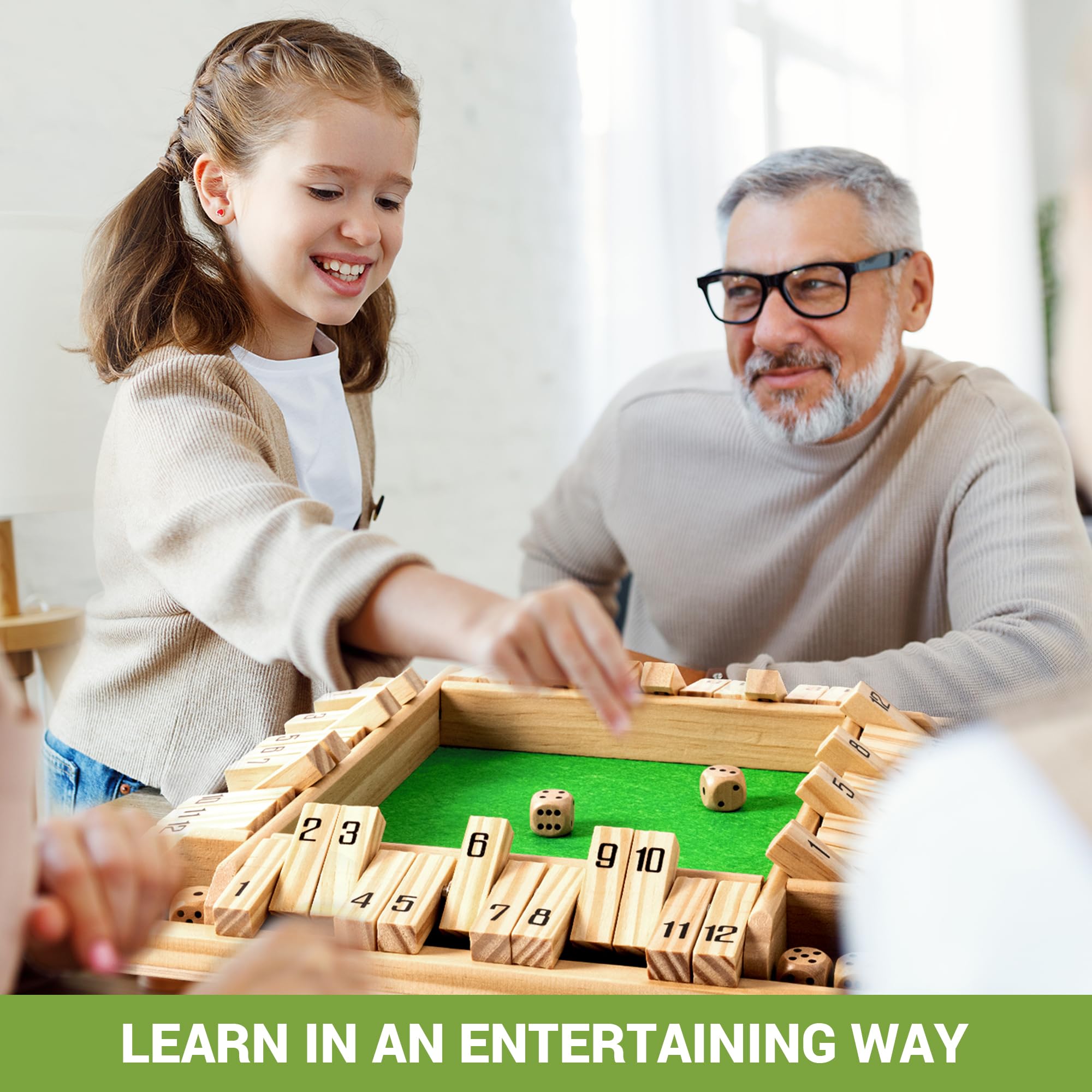 ROPODA Shut The Box Game family playing together for a cozy game night.