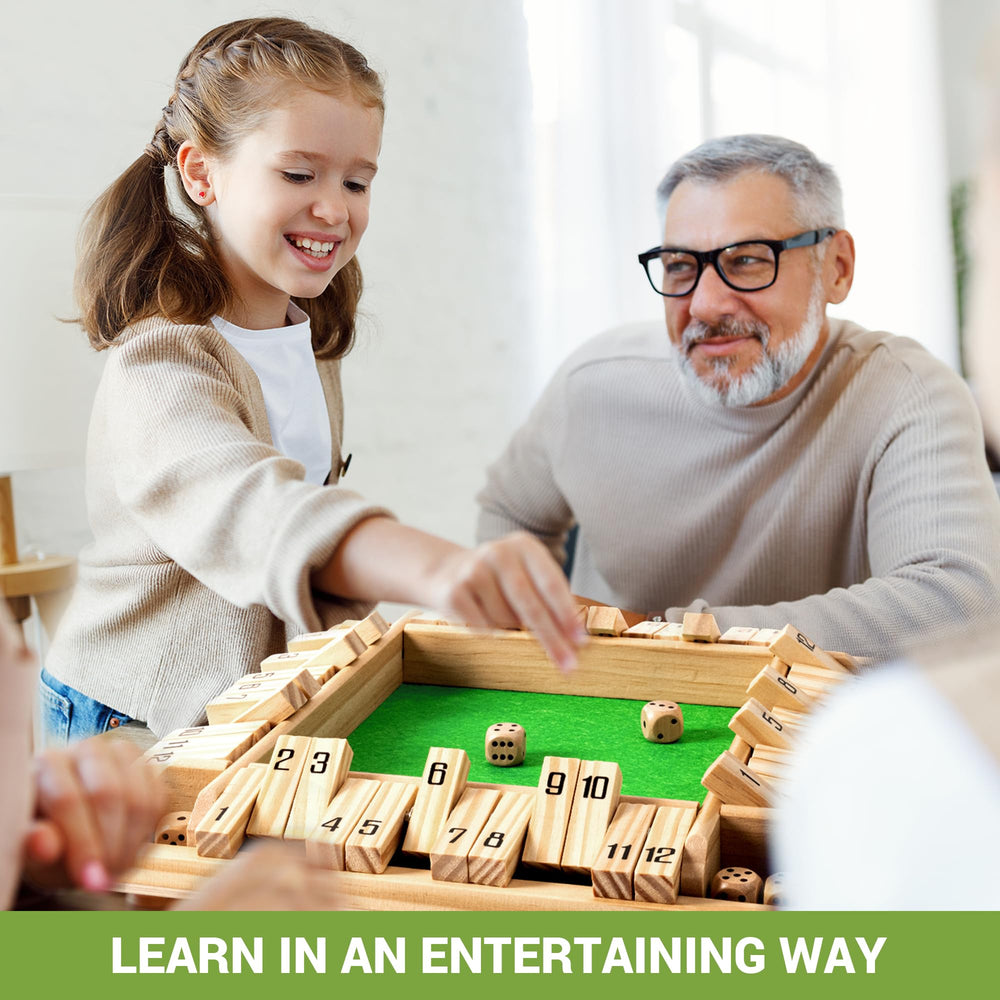 ROPODA Shut The Box Game family playing together for a cozy game night.