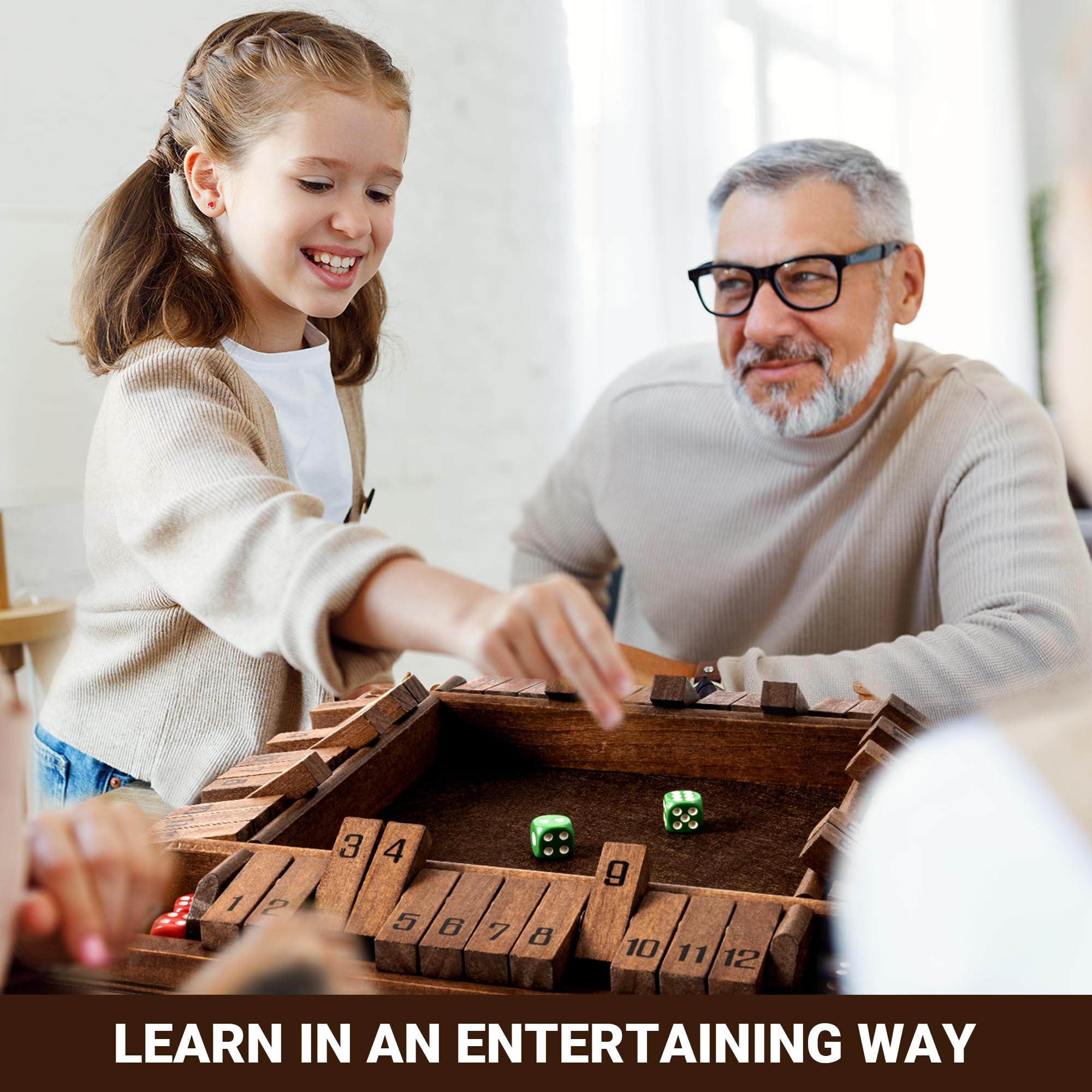 ropoda Shut The Box playing scene with family during game night