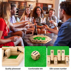 Ropoda Shut The Box wooden board and pieces ready for durable gameplay.