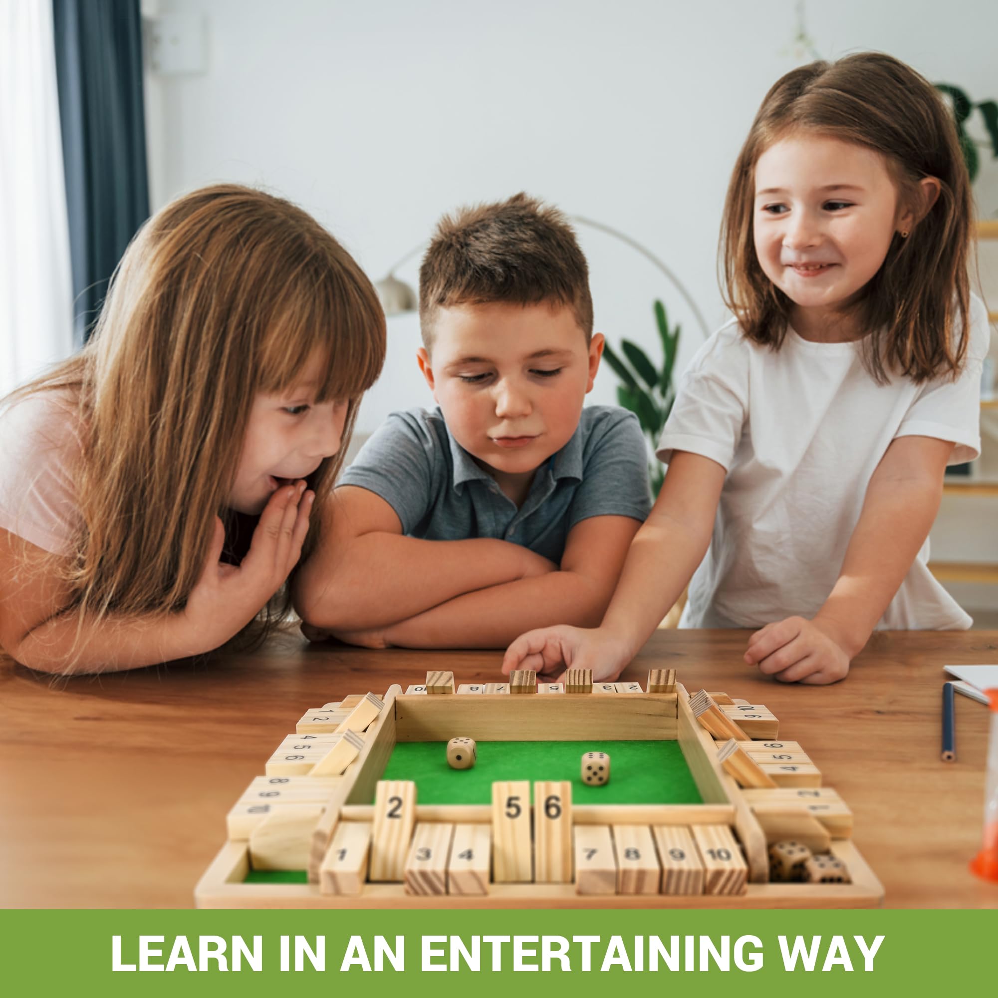 Ropoda wooden shut the box 12-inch board, sturdy pinewood for everyday play.
