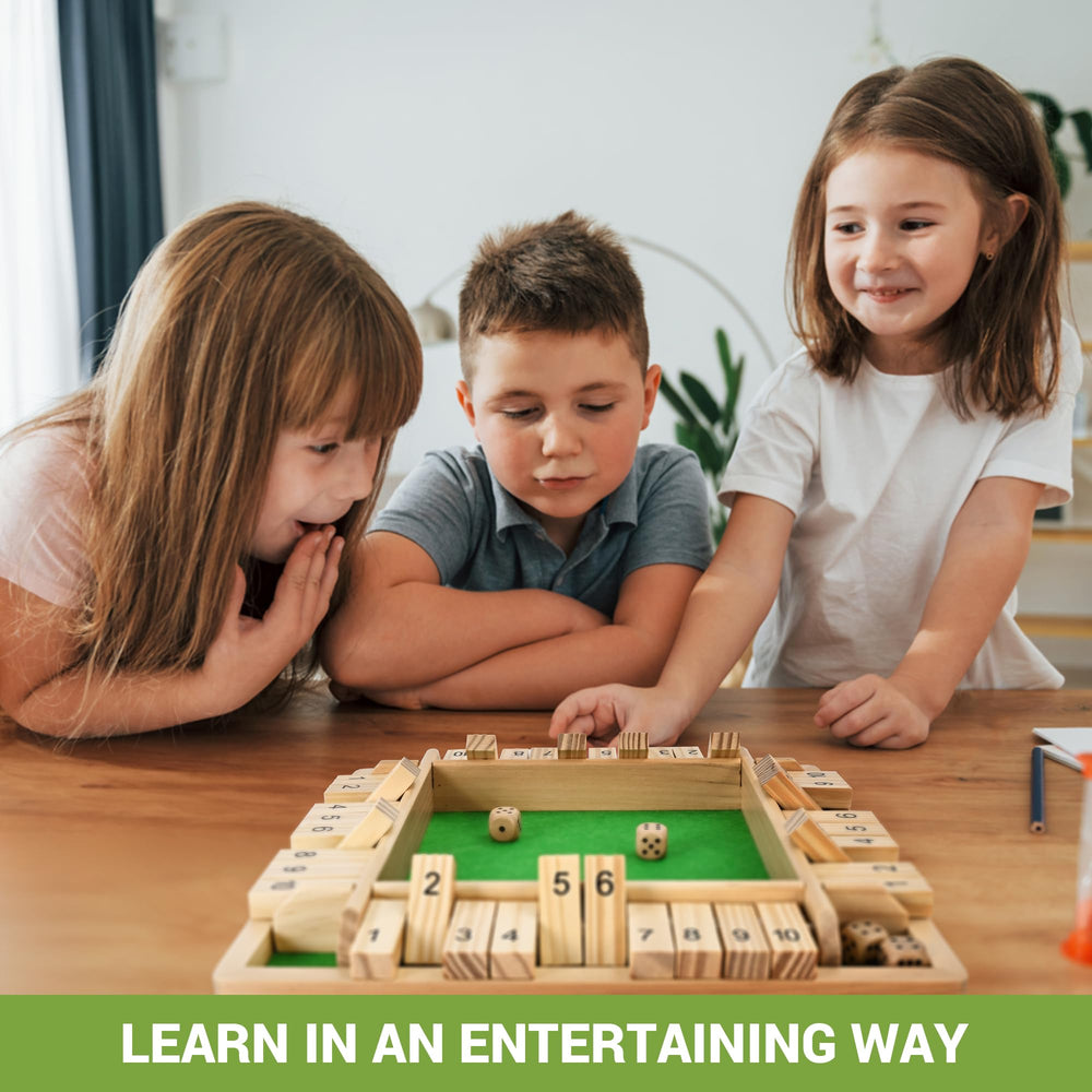 Ropoda wooden shut the box 12-inch board, sturdy pinewood for everyday play.