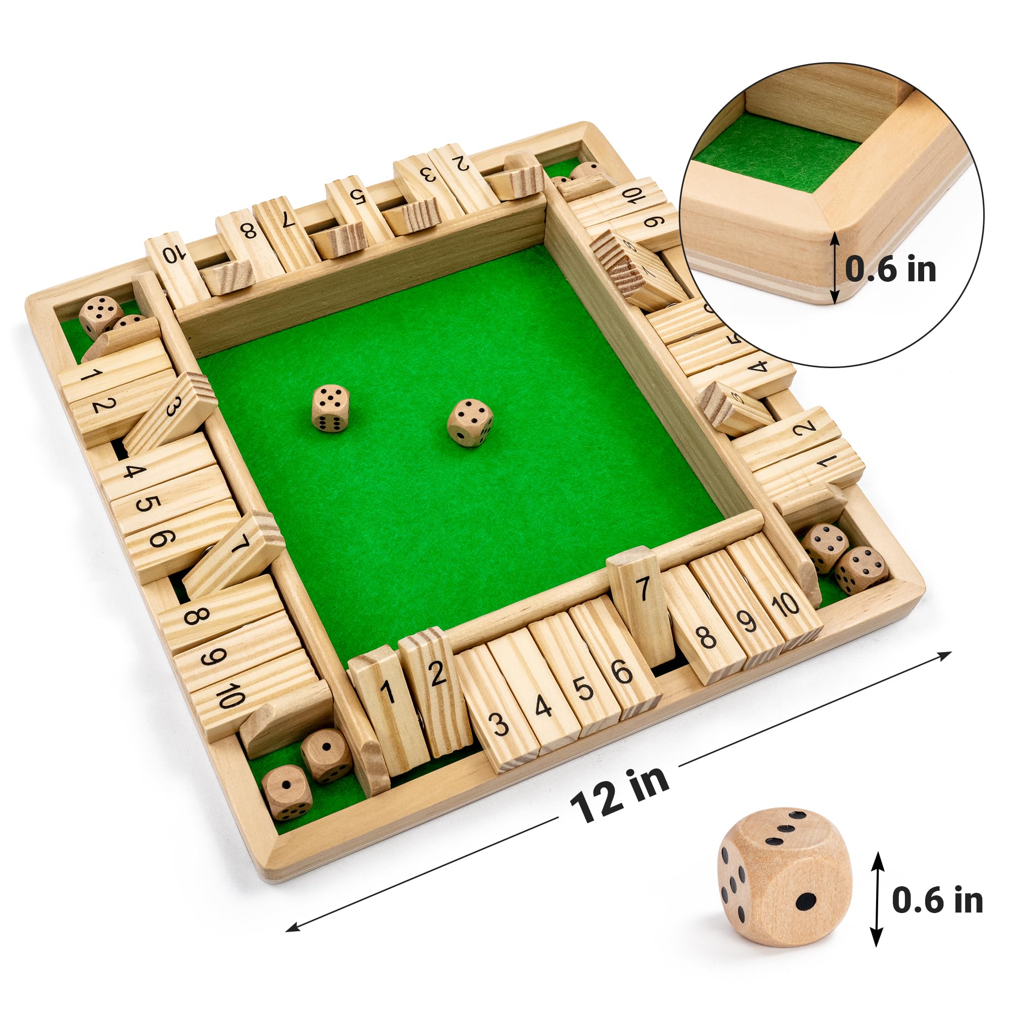 Ropoda wooden shut the box pinewood construction, durable and easy to transport.