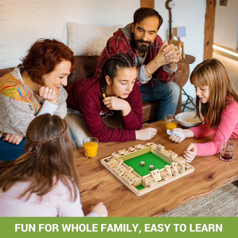Ropoda wooden shut the box tiles, showing versatile number options for varied sums.