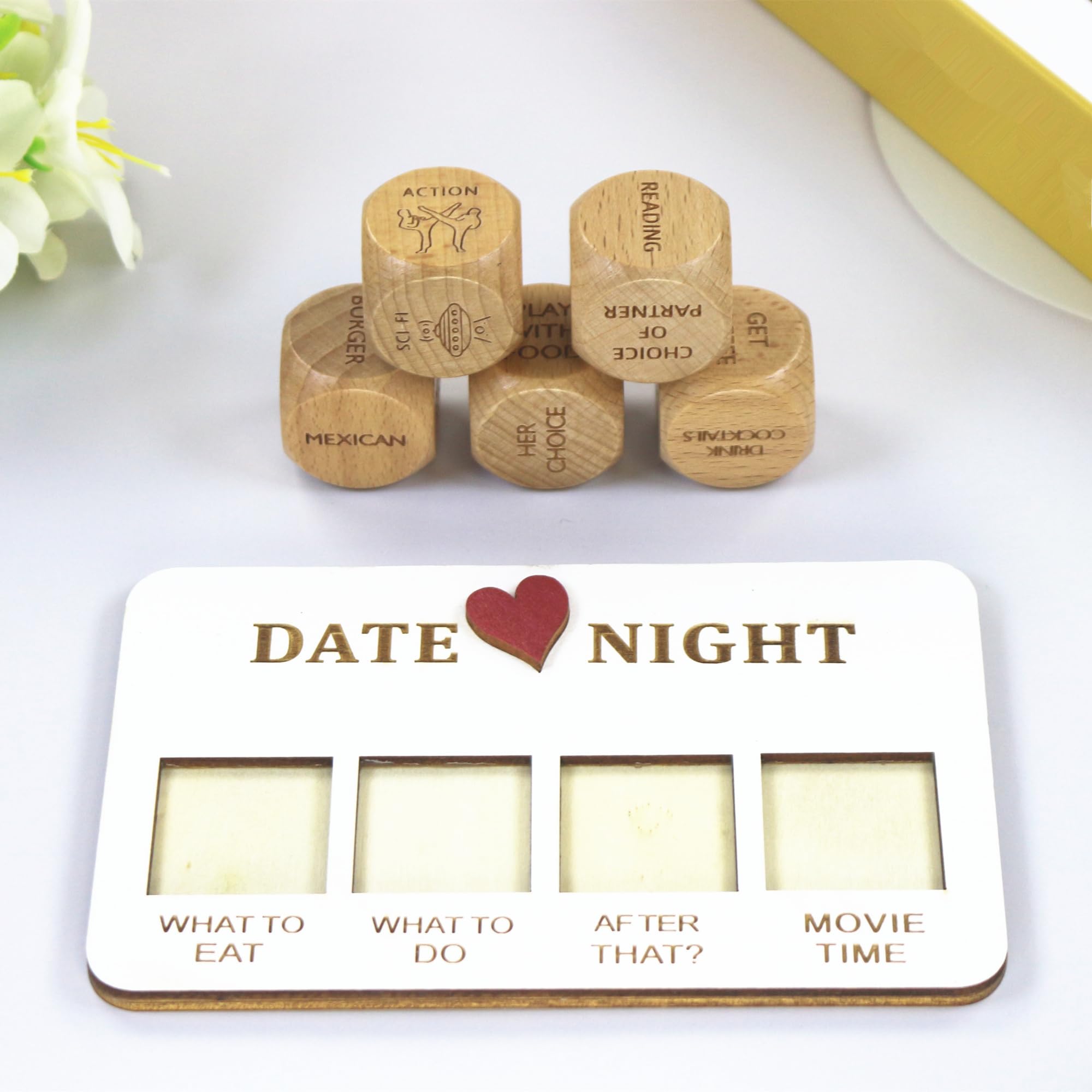 RORTUSAT Date Night Dice on a table sparks cozy ideas for two.