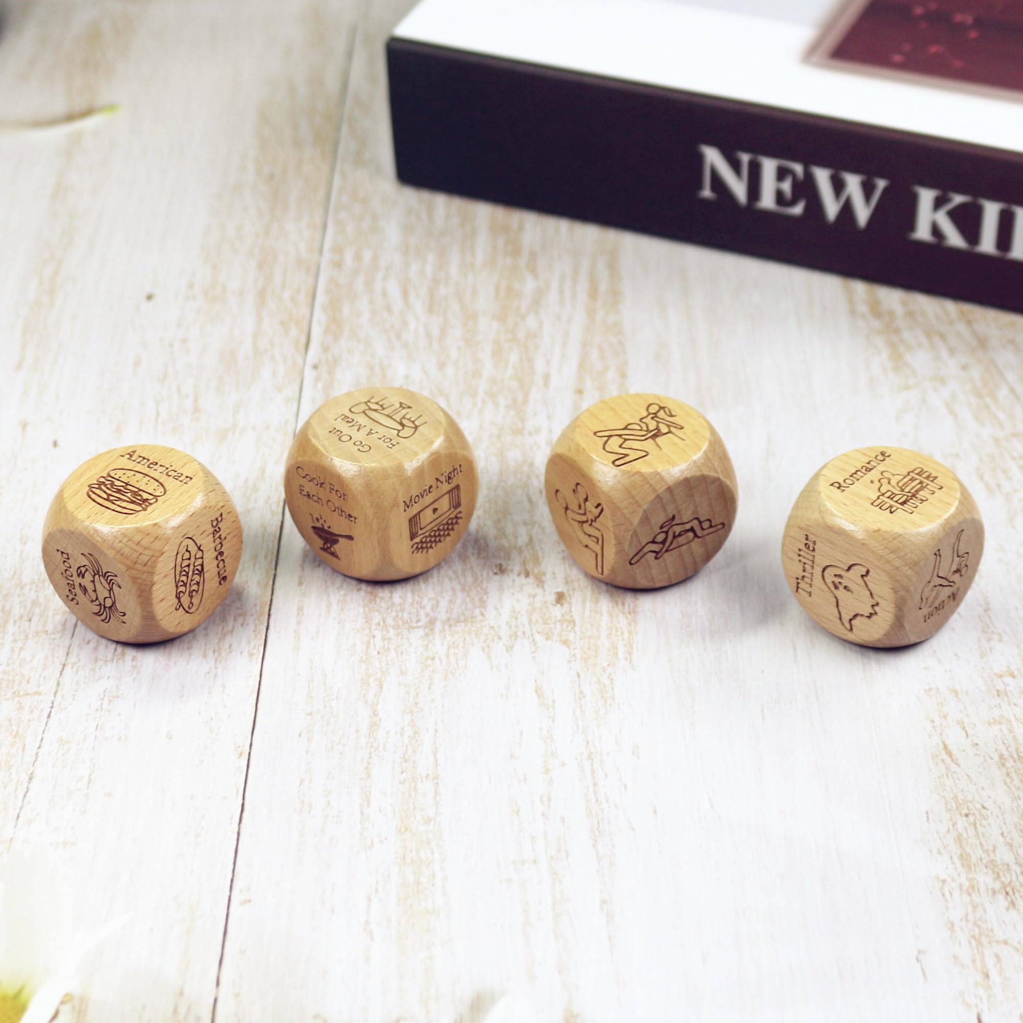 RORTUSAT date night dice pattern detail with clear engravings.