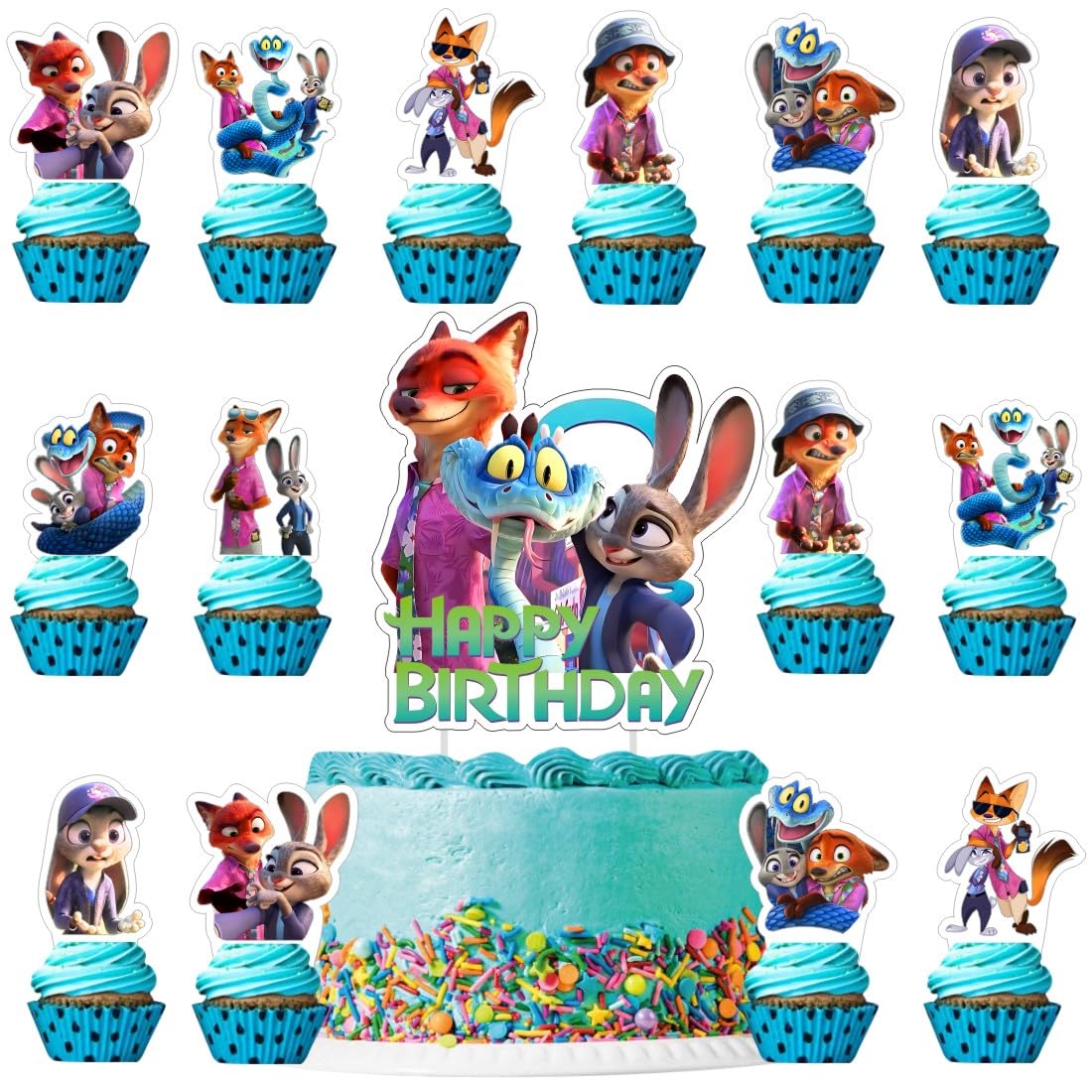 Rosdeer Zootopia 2 cake topper center adds a vibrant focal point to celebrations.