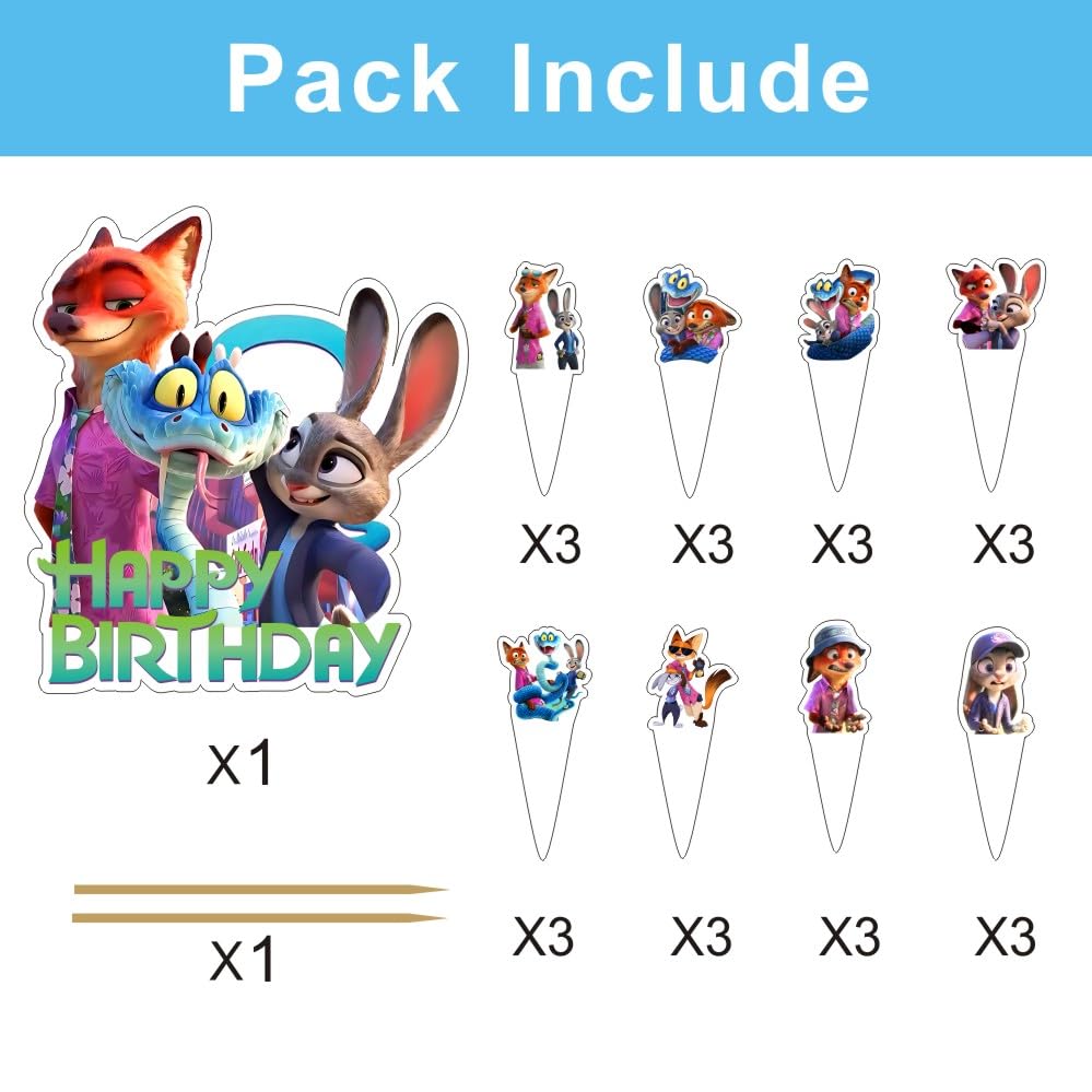 Rosdeer Zootopia 2 cake topper side features bold characters for two-tier cake styling.