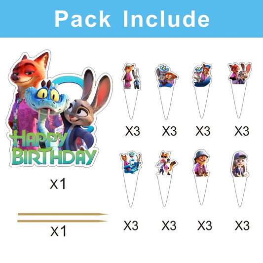 Rosdeer Zootopia 2 cake topper side features bold characters for two-tier cake styling.